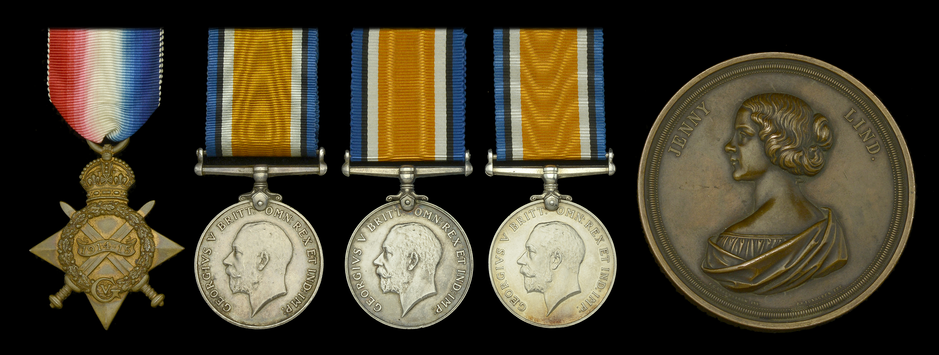 1914-15 Star (1645 Sjt. Piper. D. Wright A. & S. Highrs.); British War Medal 1914-20 (3) (Ca...