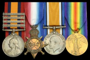 Four: Private J. Donnelly, Manchester Regiment Queen's South Africa 1899-1902, 4 clasps,...