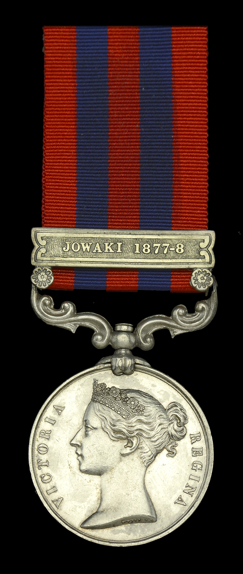 India General Service 1854-95, 1 clasp, Jowaki 1877-8 (514 Pte. Robt. Grahame. 2/9th Foot) g...