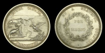 Upper Canada Preserved, 'For Merit Presented by a Grateful Country', a silver medal by T. Wy...