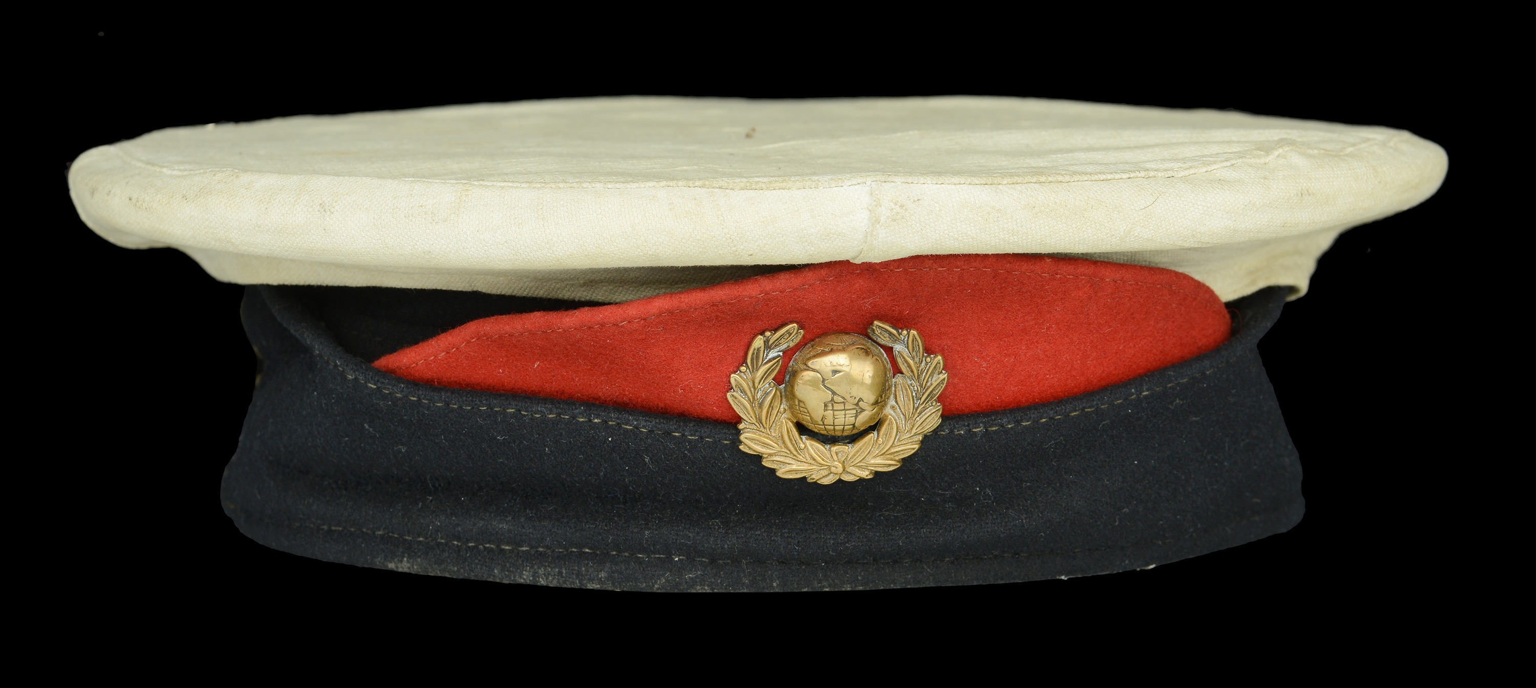 Royal Marines Other Ranks Broderick Cap c.1900-22. A very scarce example, white oilskin top...