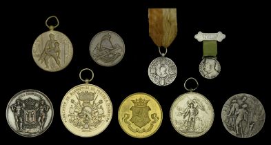 Fire Brigade Medals. A miscellaneous selection of foreign, mainly French, Fire Brigade meda...