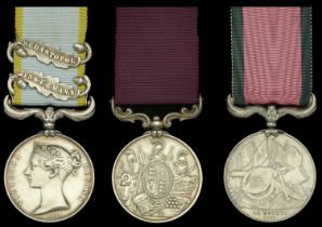 Three: Sergeant E. Rushton, Royal Artillery Crimea 1854-56, 2 clasps, Inkermann, Sebastop...