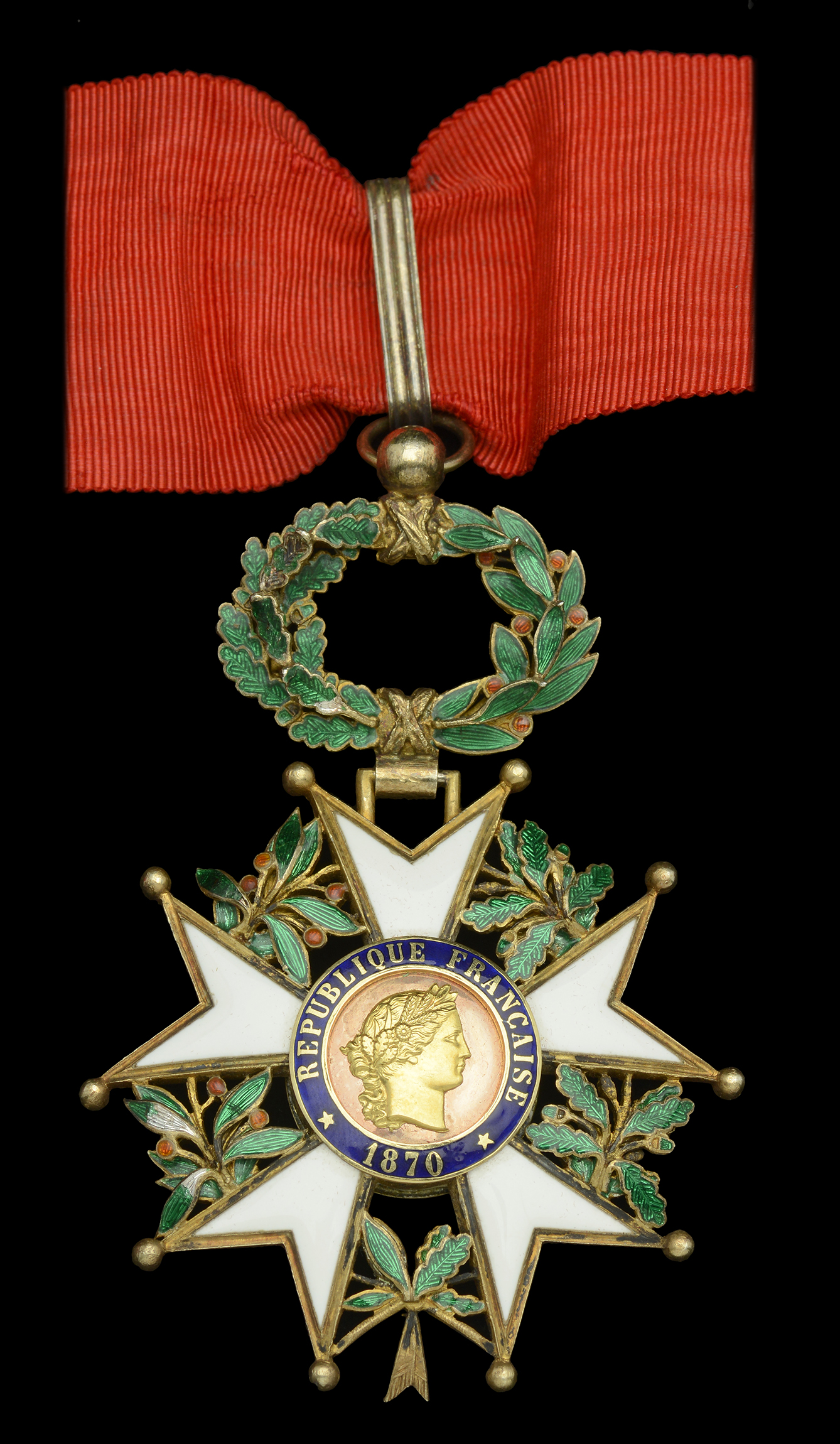 France, Third Republic, Legion of Honour, Commander's neck badge, 82mm including 'triple' wr...
