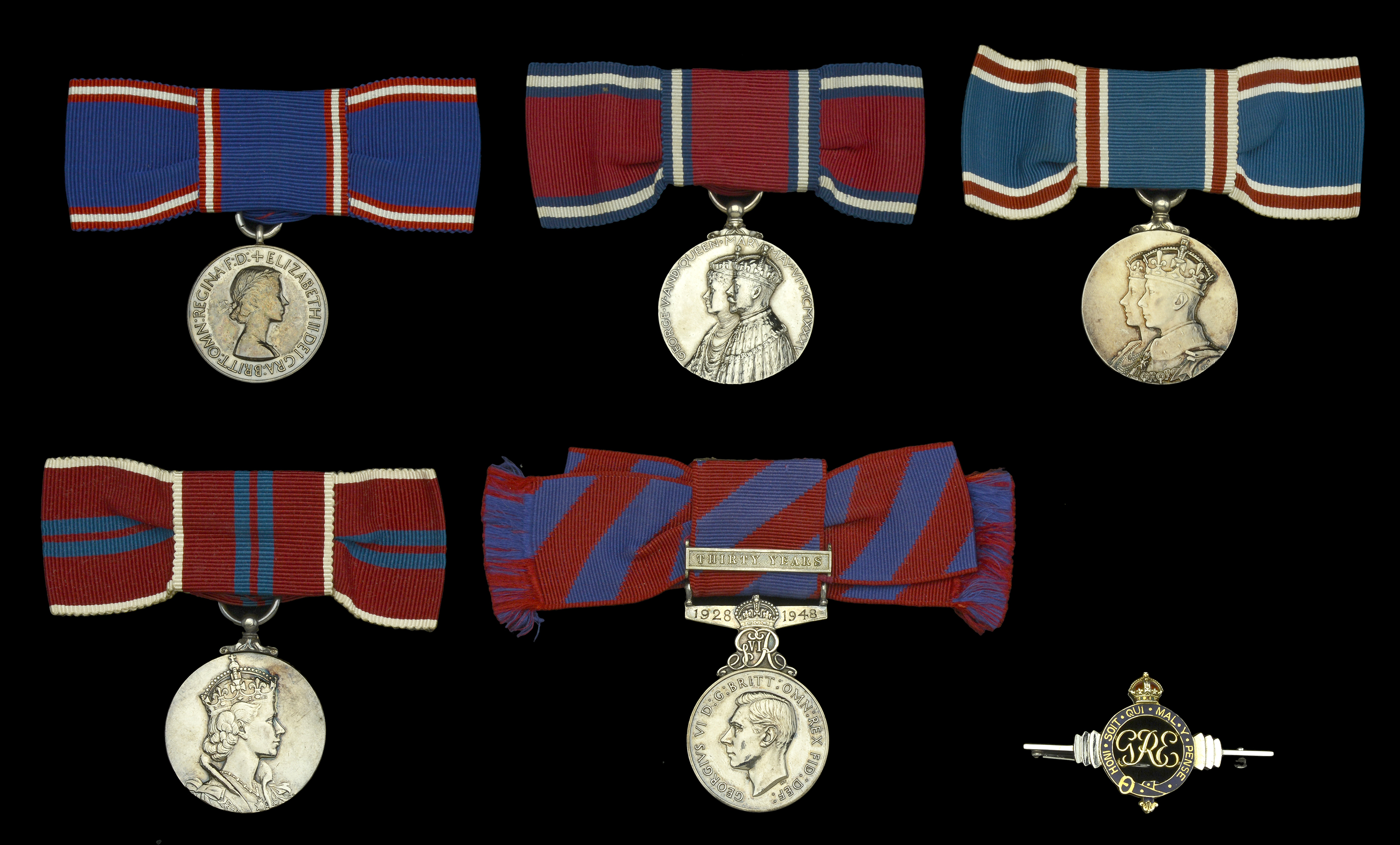 A fine 'Royal Household' R.V.M. group of five awarded to Miss Lucy E. Lintott, Housemaid, Wi...