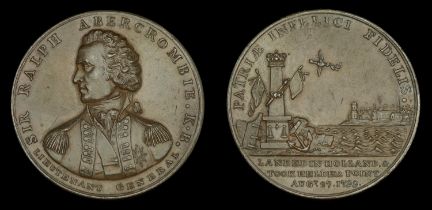 Capture of Helder Point Medal 1799, 39mm, bronze, the obverse featuring a bust of Sir Ralph...