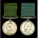 Volunteer Force Long Service Medal (2), V.R. (Serjt. G. Rusher. 3rd. V.B. Wl. Regt.) engrave...