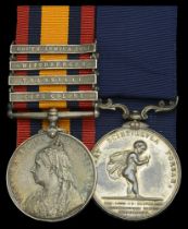 Pair: Private J. Hopkins, Manchester Regiment, who was awarded the Royal Humane Society's Br...