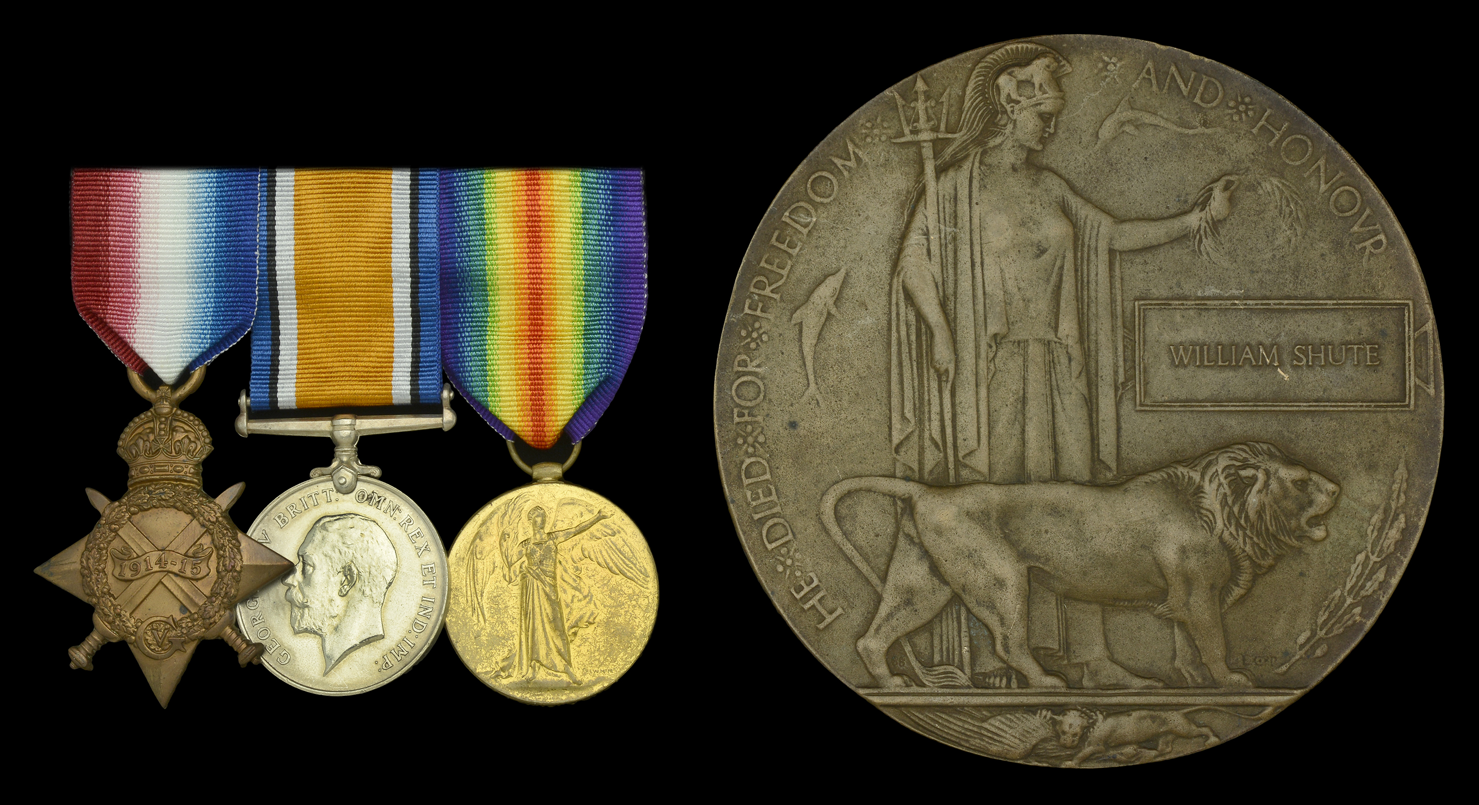 Three: Able Seaman W. Shute, Anson Battalion, R.N.D., who was killed in action at Gallipoli...