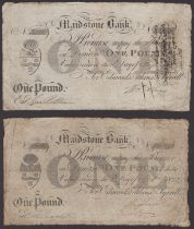 Maidstone Bank, for Edmeads, Atkins & Tyrrell Â£1 (2), 10 October 1825, serial number 7974, 1...