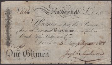 Deanhouse near Huddersfield, for Joseph Sanderson, 1 Guinea, 3 August 1800, serial number U6...