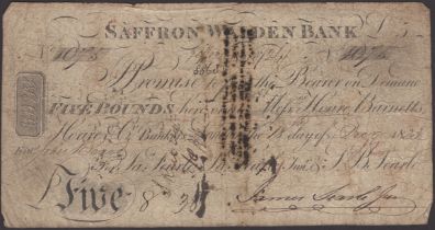 Saffron Walden Bank, for Jas Searle, Jas Searle Jr & S.B. Searle, Â£5, 18 December 1823, seri...