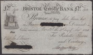 Bristol Castle Bank, for Ricketts, Thorne and Courtney, Â£20, 12 August 1824, serial number 3...