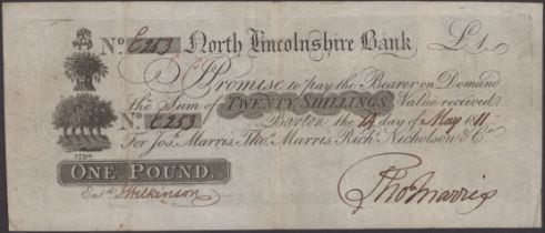 North Lincolnshire Bank, Barton, for Josh Marris, Thos.Marris, Richd Nicholson & Co., Â£1, 14...