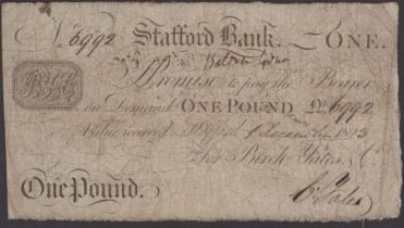 Stafford Bank, for Birch, Yates & Co., Â£5, 1 December 1823, serial number 6992, Yates signat...