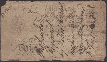 Rye Bank, for Richd Curtis, Croughton Pomfret, T. Pix & Gill, Â£10, 3 September 1818, serial...