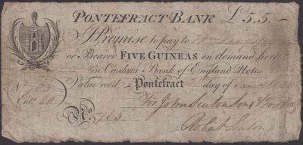 Pontefract Bank, for John Seaton, Sons & Foster, 5 Guineas, 2 January 1809, serial number 76...