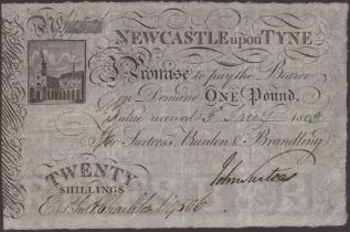 Newcastle Exchange Bank, for Surtees, Burdon & Brandling, 20 Shillings or Â£1, 3 January 1803...