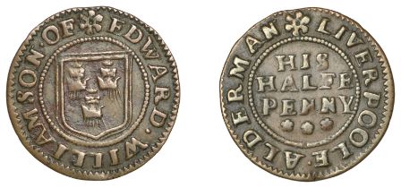 17th Century Tokens, LANCASHIRE, Liverpool, Edward Williamson, Halfpenny, 1.30g/12h (N 2796;...