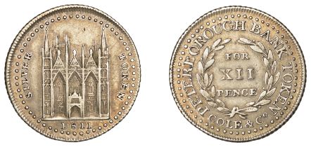 NORTHAMPTONSHIRE, Peterborough, Cole & Co, Shilling, 1811, elevation of Cathedral, rev. valu...