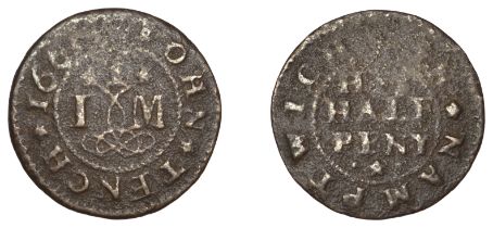 17th Century Tokens, CHESHIRE, Nantwich, John Tench, Halfpenny, 1666, 1.89g/12h (N â€“; BW. 67...