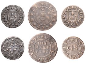 Blewbury, George Stanton, Farthings (2), undated, 0.96g/12h (N 72; BW. 15), 1665, 0.89g/9h (...