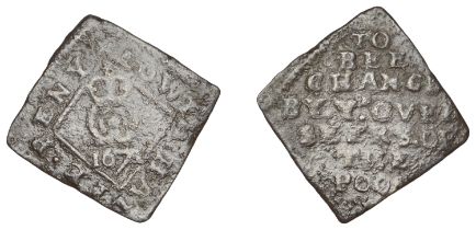 17th Century Tokens, LINCOLNSHIRE, Louth, Overseers, lozenge-shaped Halfpenny, 1671, 1.45g/3...