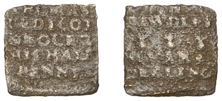 17th Century Tokens, WORCESTERSHIRE, Bewdley, Thomas Dedicot, square Halfpenny, sqvare deali...