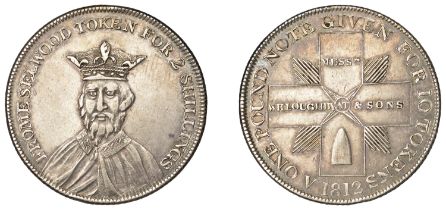 SOMERSET, Frome, Willoughby & Sons, Two Shillings, 1812, facing bust of Alfred the Great, re...