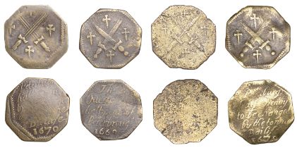17th Century Tokens, NORTHAMPTONSHIRE, Peterborough, Overseers, octagonal Halfpence (4), 166...