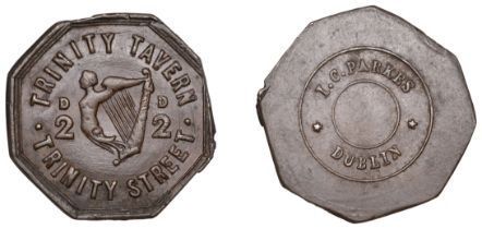 Miscellaneous Tokens and Checks, Co DUBLIN, Dublin, Trinity Tavern, octagonal copper Twopenc...