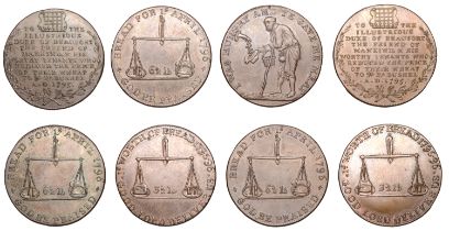 GLOUCESTERSHIRE, Badminton, Kempson's mule Halfpence (4), scales 1795-6, revs. legend, 9.40g...