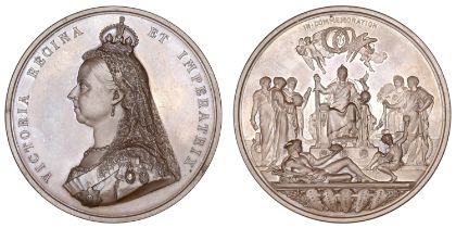 Victoria, Golden Jubilee, 1887, a copper medal by L.C. Wyon after Sir J.E. Boehm and Sir F....