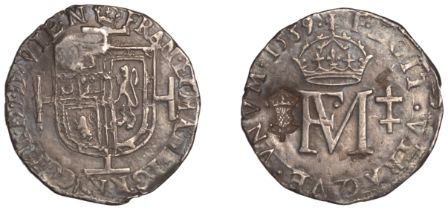 Mary (1542-1567), Second period (with Francis), Testoon, 1559, type I, 5.73g/4h (SCBI 71, 93...