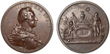SWEDEN, Death of Gustaf III, 1792, a copper medal by C.H. KÃ¼chler, armoured bust right, rev....