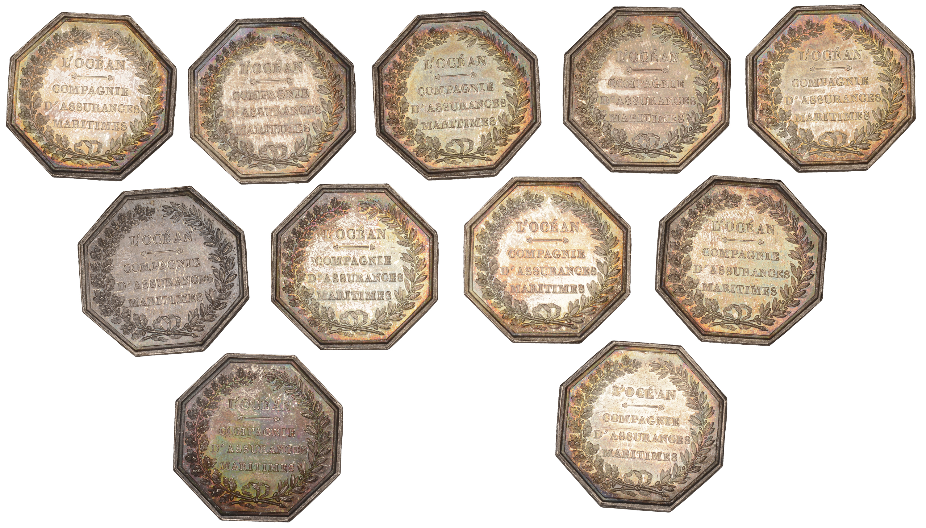 FRANCE, Compagnie d'Assurances Maritimes, 1837, octagonal silver jetons (11) by N. Brenet [s... - Bild 2 aus 2