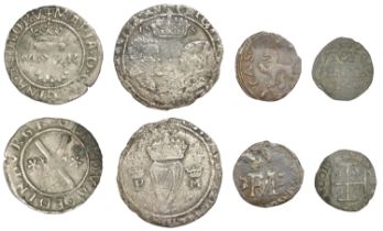 Mary (1542-1567), First period, Bawbee, Edinburgh, 1.68g/10h (S 5432), other base coins of M...