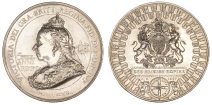 Victoria, Diamond Jubilee, 1897, a white metal medal by F. Bowcher for Spink, crowned bust l...