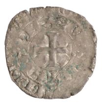 Edward III, Gros Tournois au lÃ©opard au dessus, cross, leaf between a and n of anglie, rev....