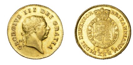 George III (1760-1820), Pre-1816 issues, Half-Guinea, 1809, seventh bust (EGC 854; S 3737)....