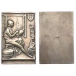 BELGIUM, La Potier, c. 1920, a uniface silver plaque, unsigned, for Fonson, robed female pot...