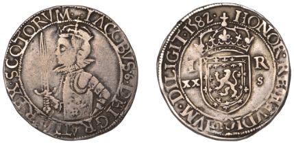 James VI (1567-1625), Fourth coinage, Twenty Shillings, 1582, 15.13g/2h (SCBI 35, 1241; SCBI...