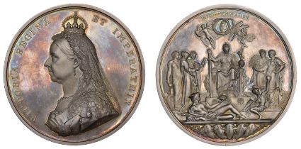 Victoria, Golden Jubilee, 1887, a silver medal by L.C. Wyon after Sir J.E. Boehm and Sir F....