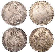 France, Louis XVI, Ã‰cu aux lauriers (2), 1778q, Perpignan, 1787r, OrlÃ©ans (Dup. 1708; KM 564...