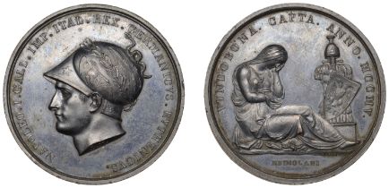 FRANCE, Capture of Vienna, 1805, a bronze medal by L. Manfredini, helmeted head of Napoleon...