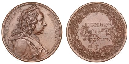William Pulteney, 1744, a copper medal by A. Dassier, bust right, rev. legend and date withi...