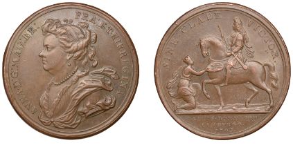 Cities Recaptured by Marlborough, 1703, a copper medal, unsigned [by J. Croker], draped bust...