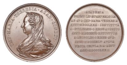 BELGIUM, Centenary of the Academy of Arts and Sciences, 1872, a bronze medal by B. Duvivier...