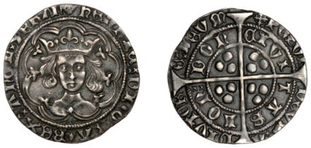 Henry VI (First reign, 1422-1461), Leaf-Trefoil issue, Groat, class A, London, mm. cross III...