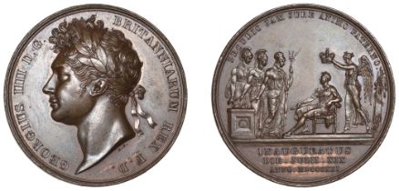 George IV, Coronation, 1821, a copper medal by B. Pistrucci, laureate head left, rev. Britan...